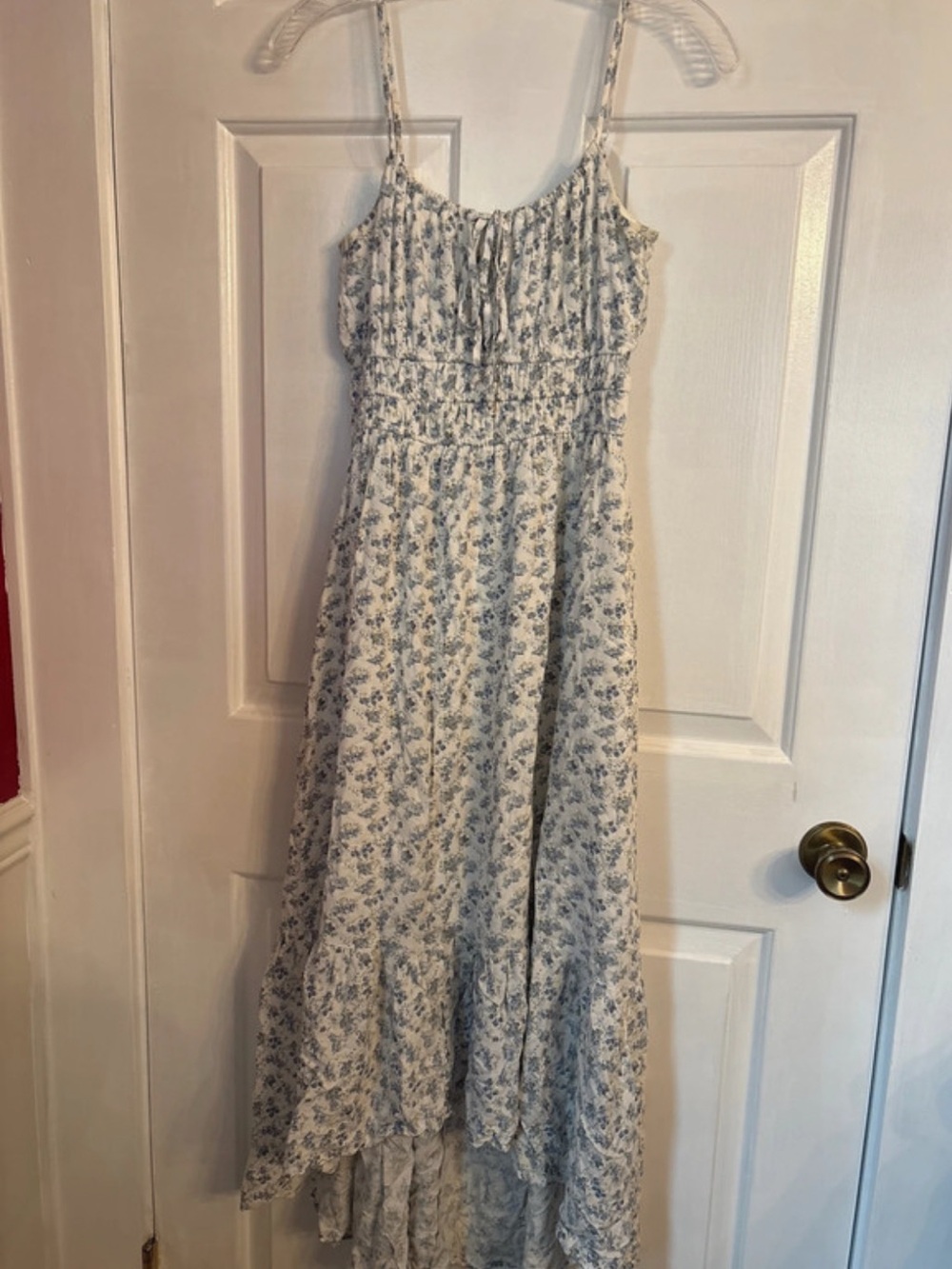 Altar'd State Blue and White Floral High-Low Maxi Dress